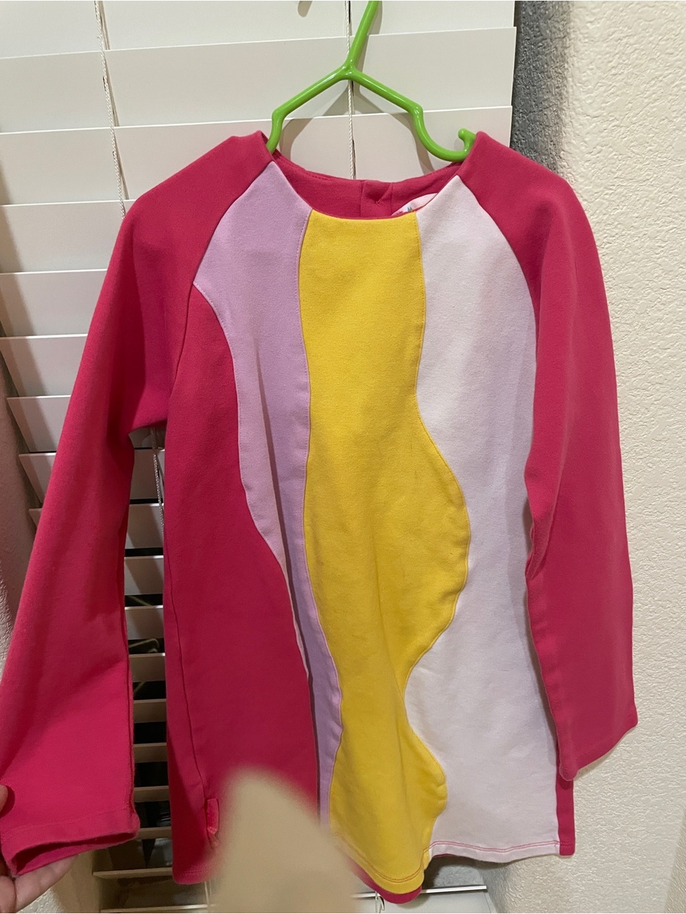 Girls' Colorblock Long fleece Sleeve Top in Pink, Yellow & Lavender girl 8